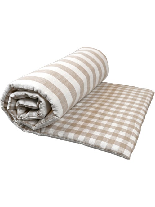 Édredon réversible coton flammé motifs rayures et vichy LOURMARIN - Kiabi Édredon réversible coton flammé motifs rayures et vichy LOURMARIN - Kiabi