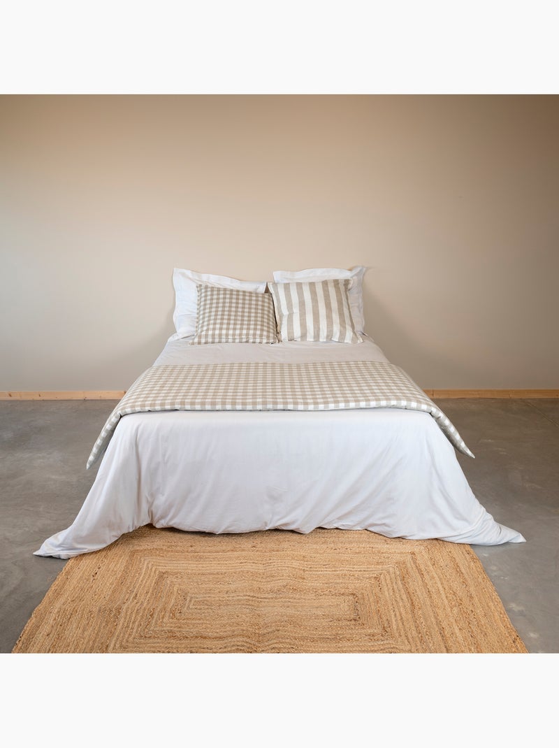 Édredon réversible coton flammé motifs rayures et vichy LOURMARIN Beige - Kiabi