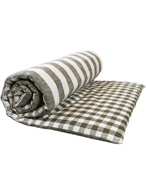 Édredon réversible coton flammé motifs rayures et vichy LOURMARIN - Kiabi Édredon réversible coton flammé motifs rayures et vichy LOURMARIN - Kiabi