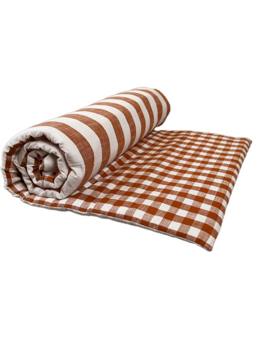 Édredon réversible coton flammé motifs rayures et vichy LOURMARIN - Kiabi Édredon réversible coton flammé motifs rayures et vichy LOURMARIN - Kiabi
