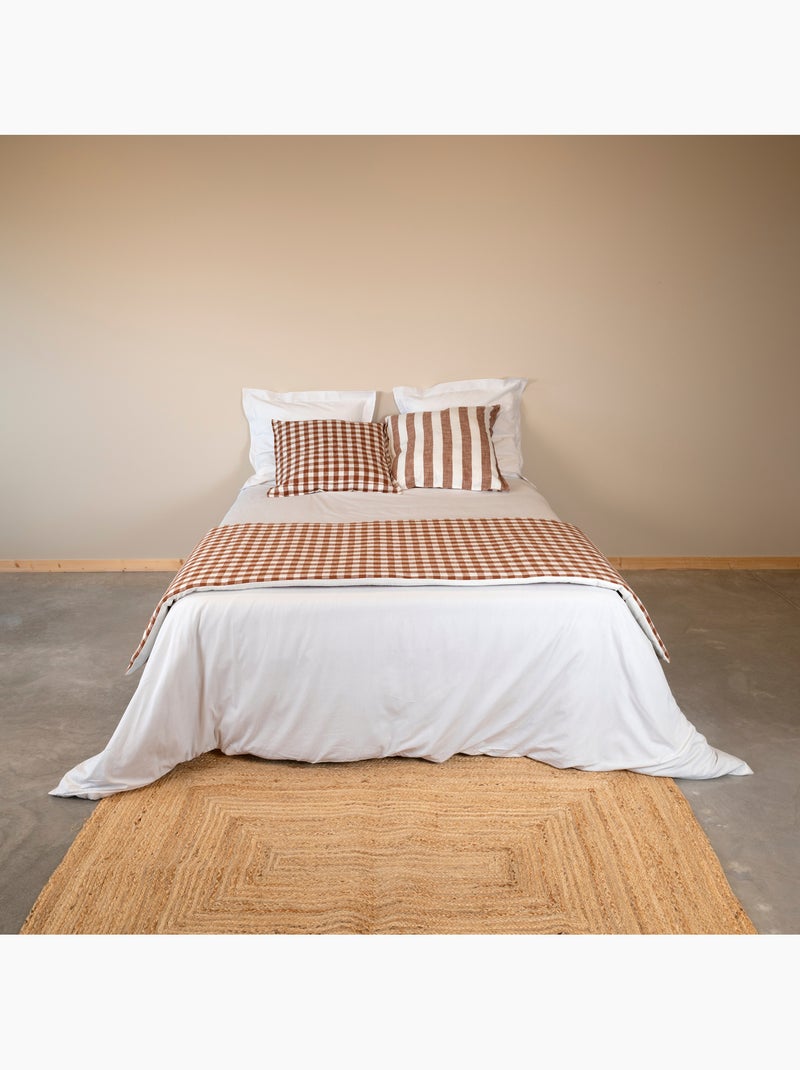 Édredon réversible coton flammé motifs rayures et vichy LOURMARIN Orange - Kiabi