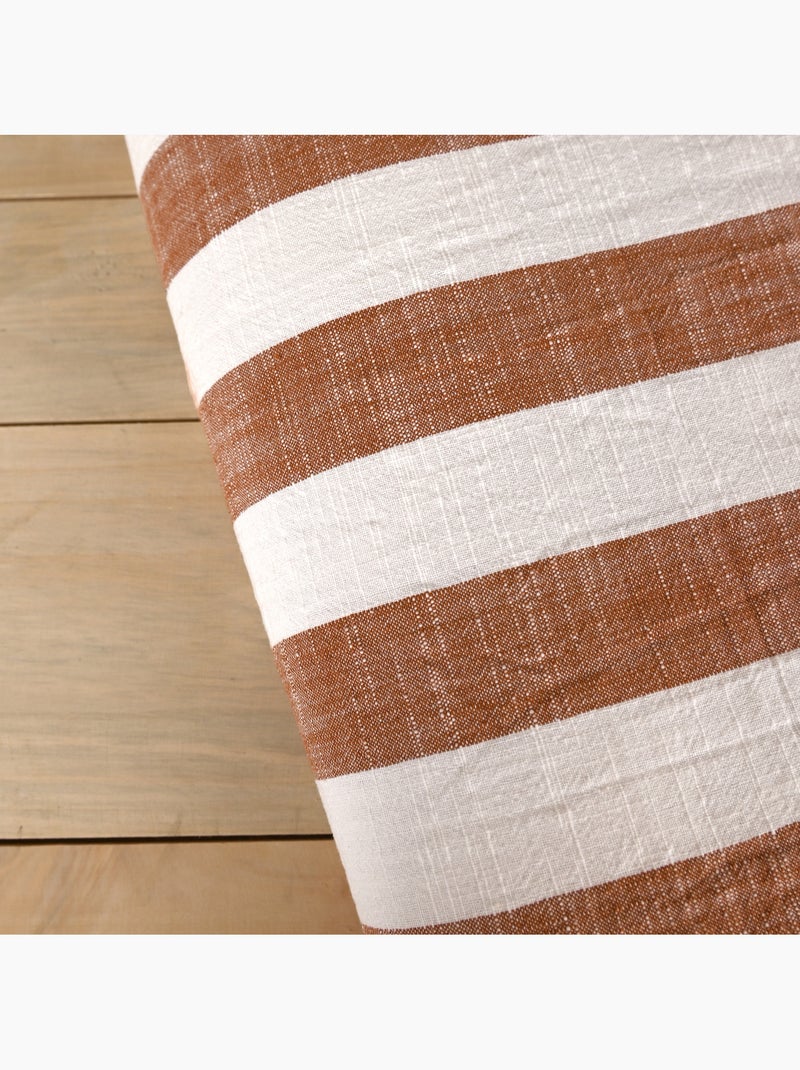 Édredon réversible coton flammé motifs rayures et vichy LOURMARIN Orange - Kiabi