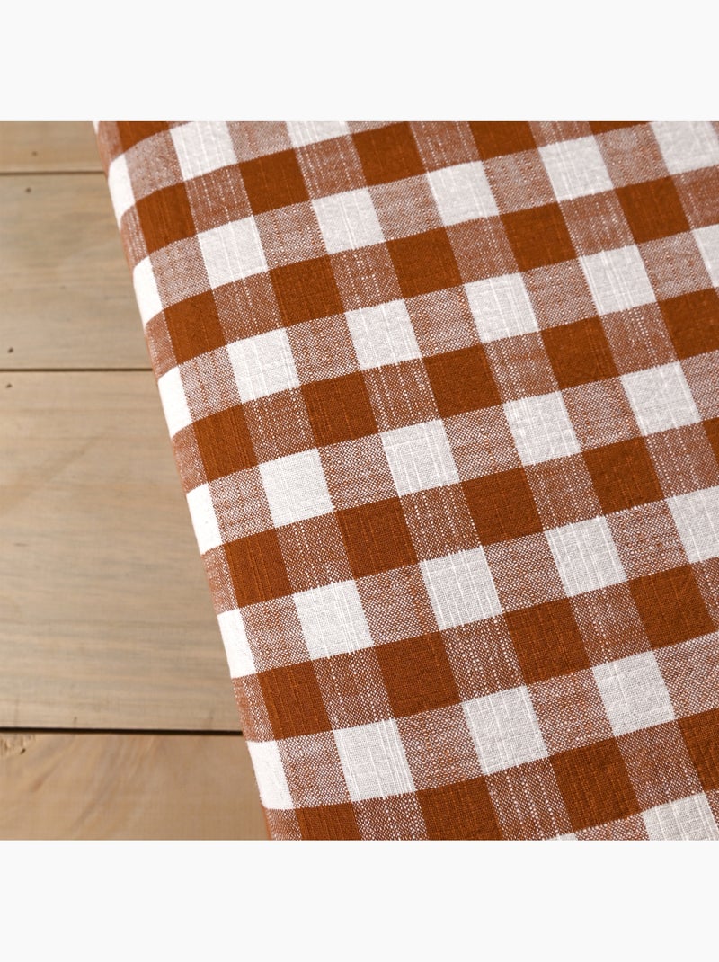Édredon réversible coton flammé motifs rayures et vichy LOURMARIN Orange - Kiabi