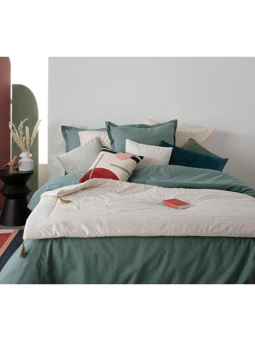 Édredon velours 80x180 cm Sonia kaki - Kiabi