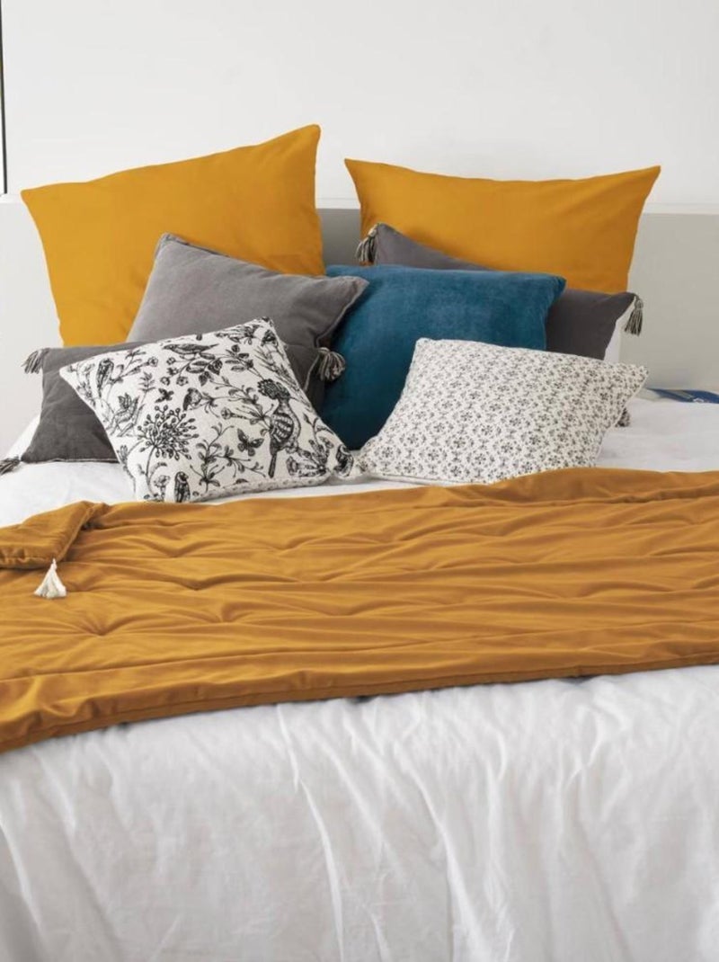 Édredon velours 80x180 cm Sonia ocre Jaune - Kiabi