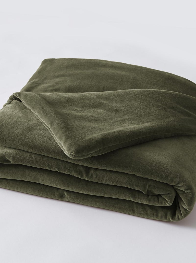 Edredon velours de coton Cesar gris anthracite - Kiabi