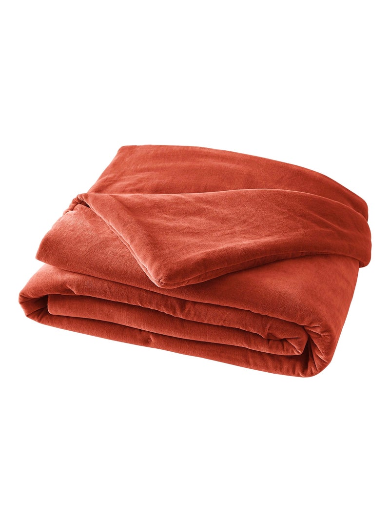 Edredon velours de coton Cesar Marron clair - Kiabi