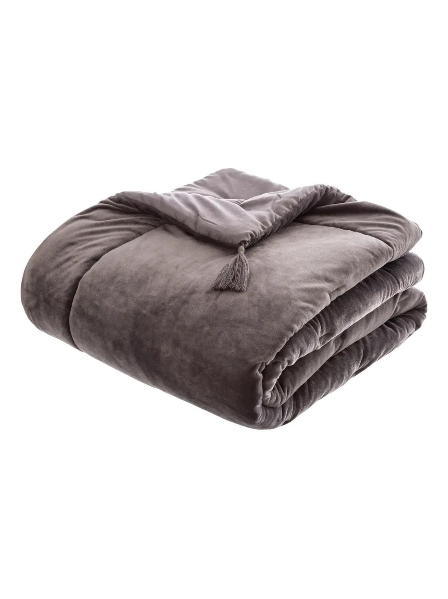 Lot De 3 Rideaux Pour Camion - Gris Avec Pompons Blancs