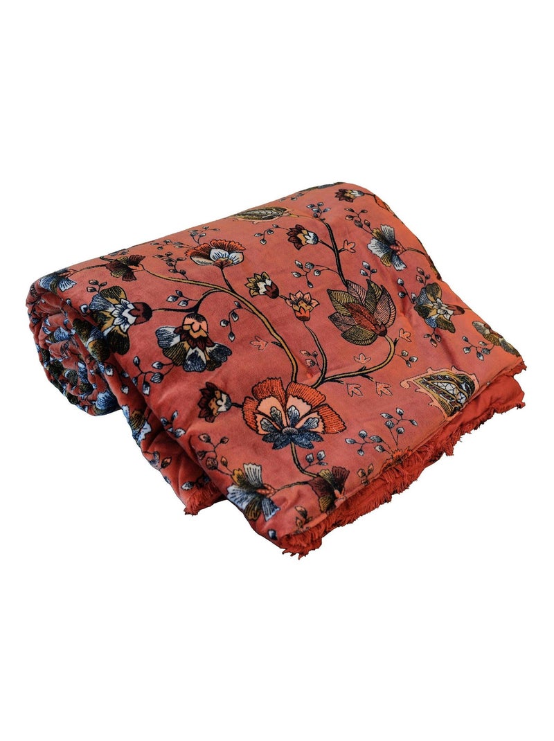 Edredon velours vintage avec garniture Orange - Kiabi