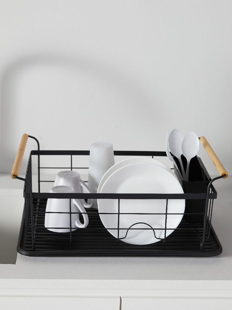 Egouttoir de cuisine en métal et poignées en bois Noir - Kiabi