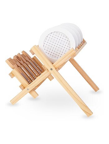 Égouttoir et vaisselle de cuisine en bois dinette Mamabrum
