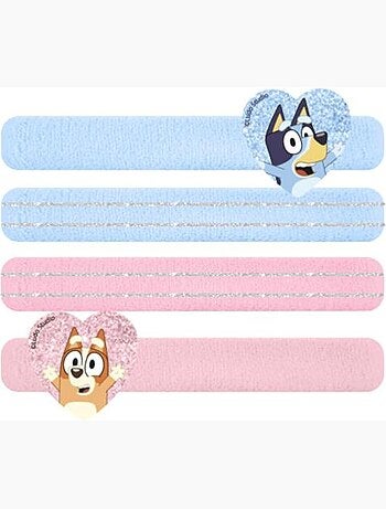 Élastiques cheveux enfant Bluey & Bingo cœurs pastel : lot de 4