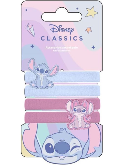 Élastiques cheveux enfant Stitch bleus : lot de 4 accessoires - Kiabi