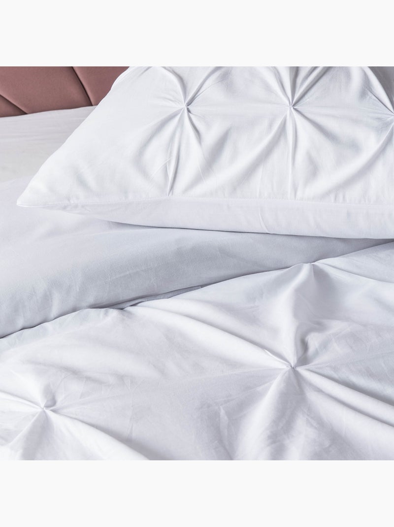 Élégance Plissée - Ensemble Housse de Couette Héloïse en Coton 57 Fils Blanc - Kiabi