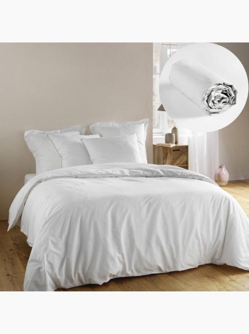 Élégance pure - ensemble housse de couette + drap housse coton 57 fils - Kiabi Élégance pure - ensemble housse de couette + drap housse coton 57 fils - Kiabi