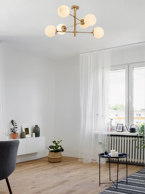 ÉLÉONORE - Plafonnier vintage doré - 6 lampes - Kiabi