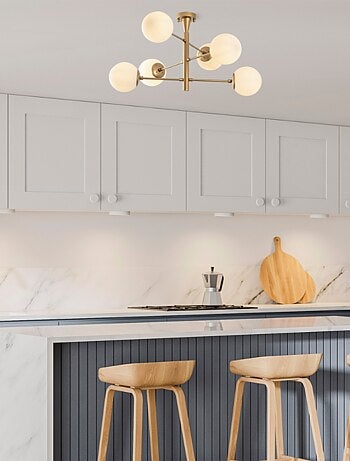 ÉLÉONORE Plafonnier vintage doré - 6 lampes