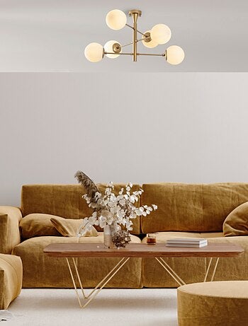 ÉLÉONORE Plafonnier vintage doré - 6 lampes