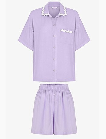 Ella ensemble de pyjama chemise, dentelle, manches courtes et short penti