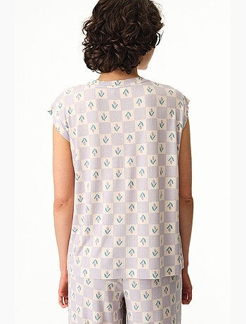 Ella imprimé à carreaux vichy, t-shirt manches courtes, haut de pyjama penti
