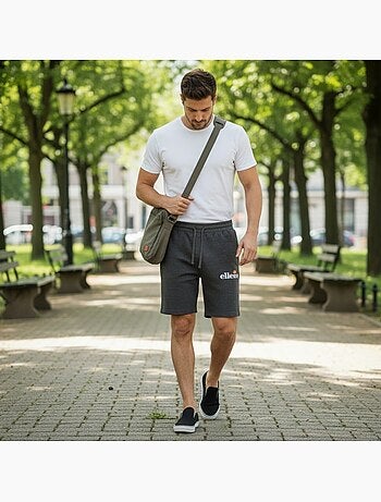 Ellesse - Bermuda homme écru taille élastique et cordon