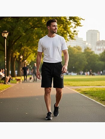 Ellesse - Bermuda homme noir taille élastique et cordon