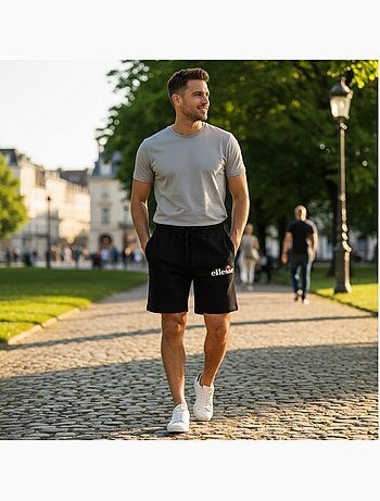 Ellesse - Bermuda homme écru taille élastique et cordon