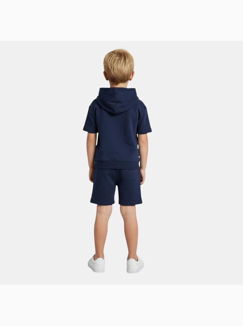 Ellesse - Ensemble t-shirt capuche et short gar?on ? imprim? Bleu marine - Kiabi
