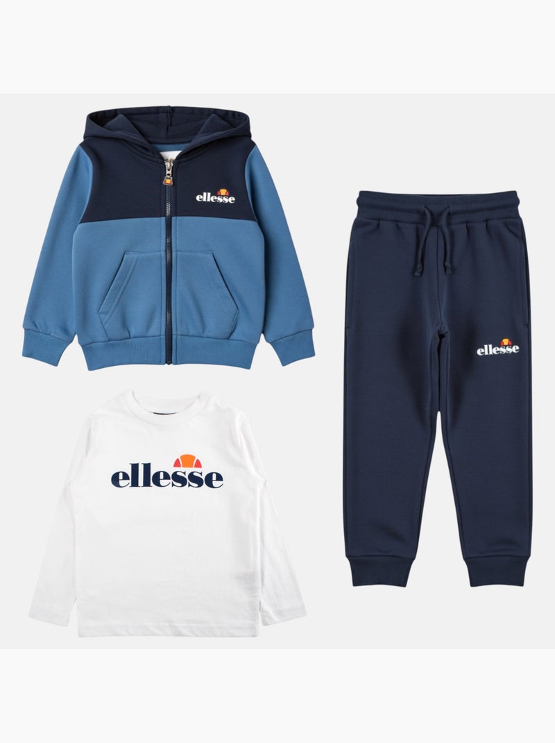 Ellesse - Ensemble t-shirt, veste à capuche et pantalon de jogging 3 pièces Garcon Bleu - Kiabi