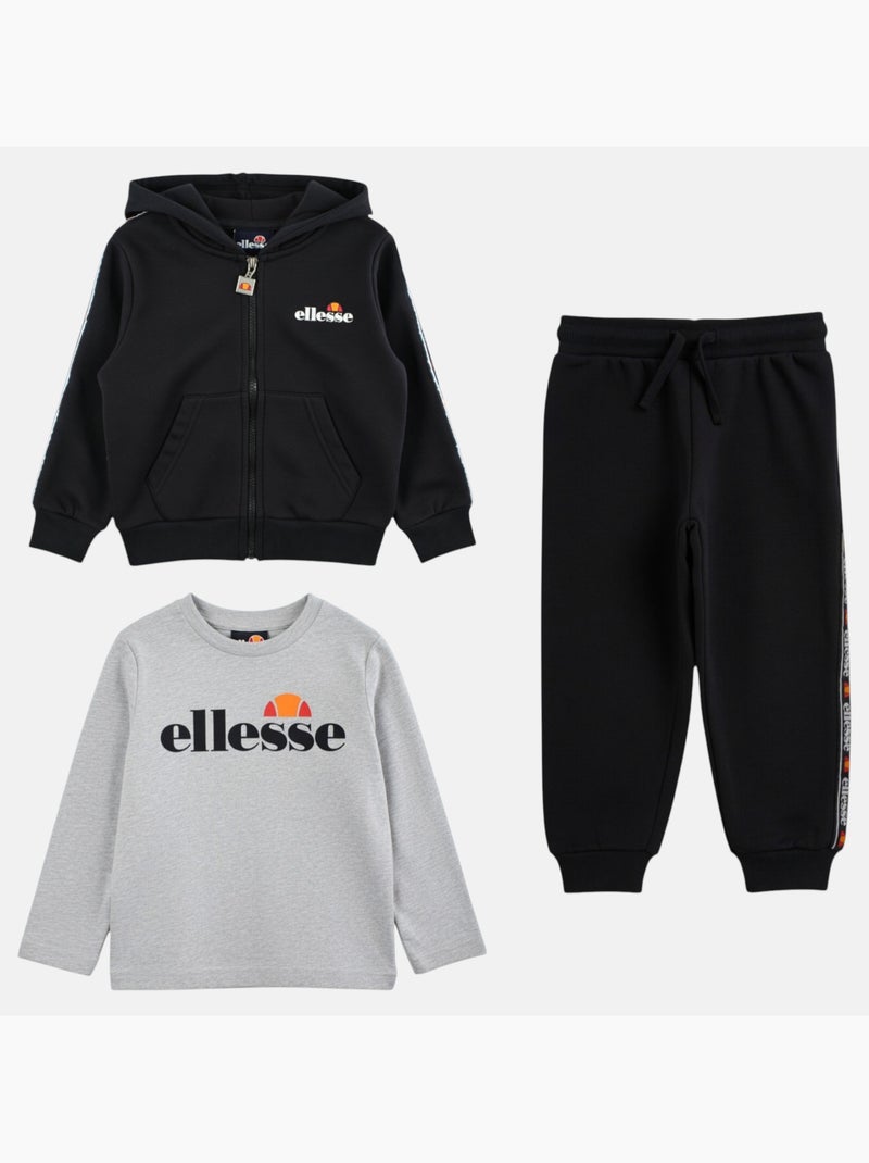 Ellesse - Ensemble t-shirt, veste à capuche et pantalon de jogging 3 pièces Garcon Noir - Kiabi