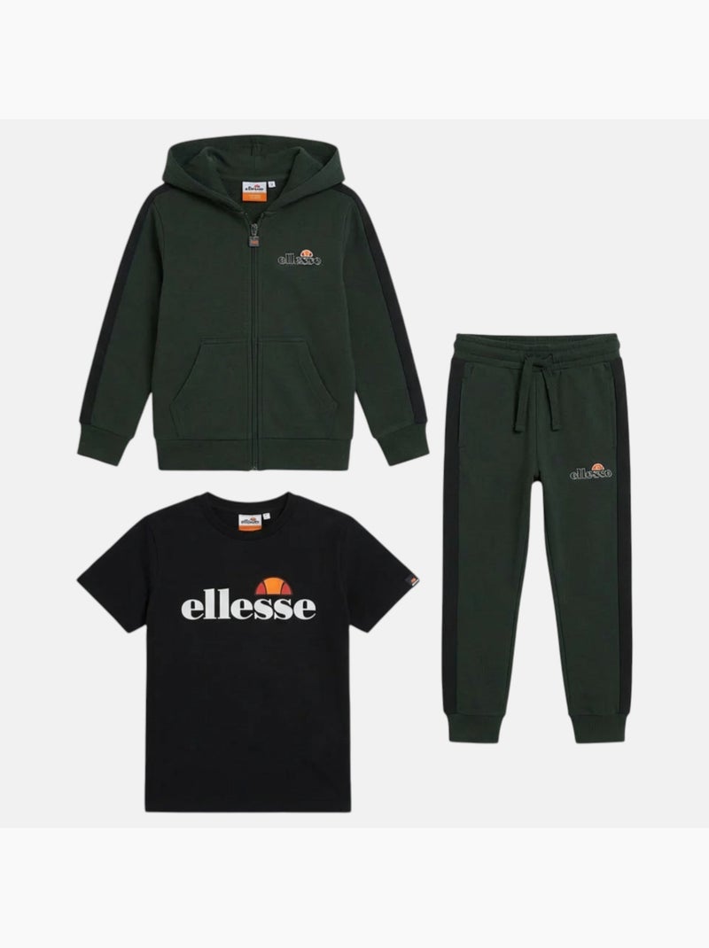 Ellesse - Ensemble t-shirt, veste à capuche et pantalon de jogging 3 pièces Garcon Vert - Kiabi