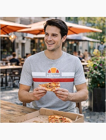 Ellesse - t-shirt manches courtes à bandes contrastées, col rond
