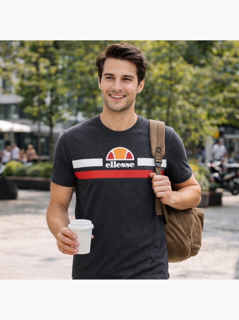 Ellesse - T-shirt manches courtes avec lignes de couleur Homme gris anthracite - Kiabi
