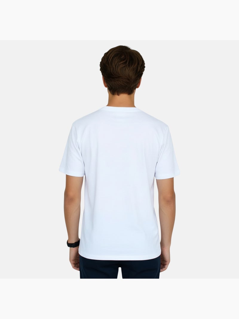 Ellesse - t-shirt manches courtes, col rond et détails brodés Blanc - Kiabi