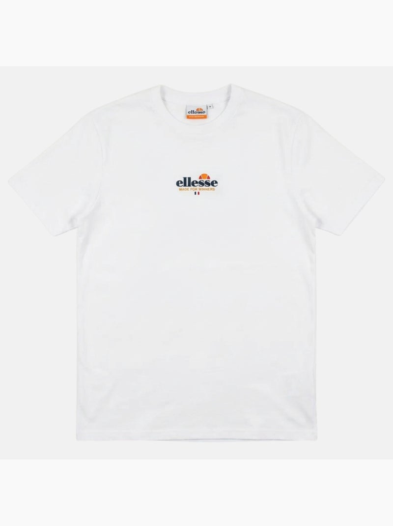 Ellesse - t-shirt manches courtes, col rond et détails brodés Blanc - Kiabi