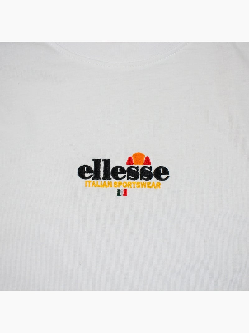 Ellesse - t-shirt manches courtes, col rond et détails brodés Blanc - Kiabi