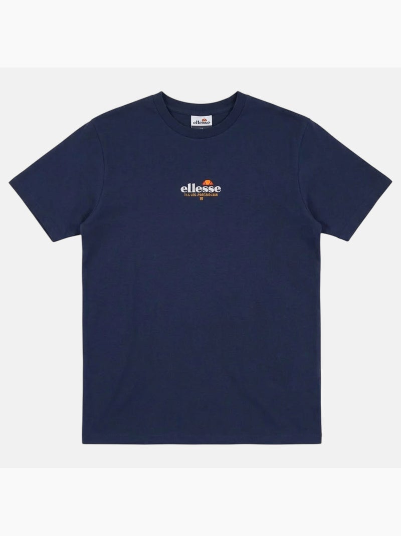 Ellesse - t-shirt manches courtes, col rond et détails brodés Bleu marine - Kiabi