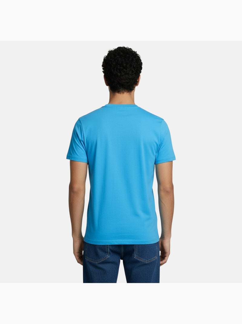 Ellesse - t-shirt manches courtes, col rond et détails brodés Bleu - Kiabi