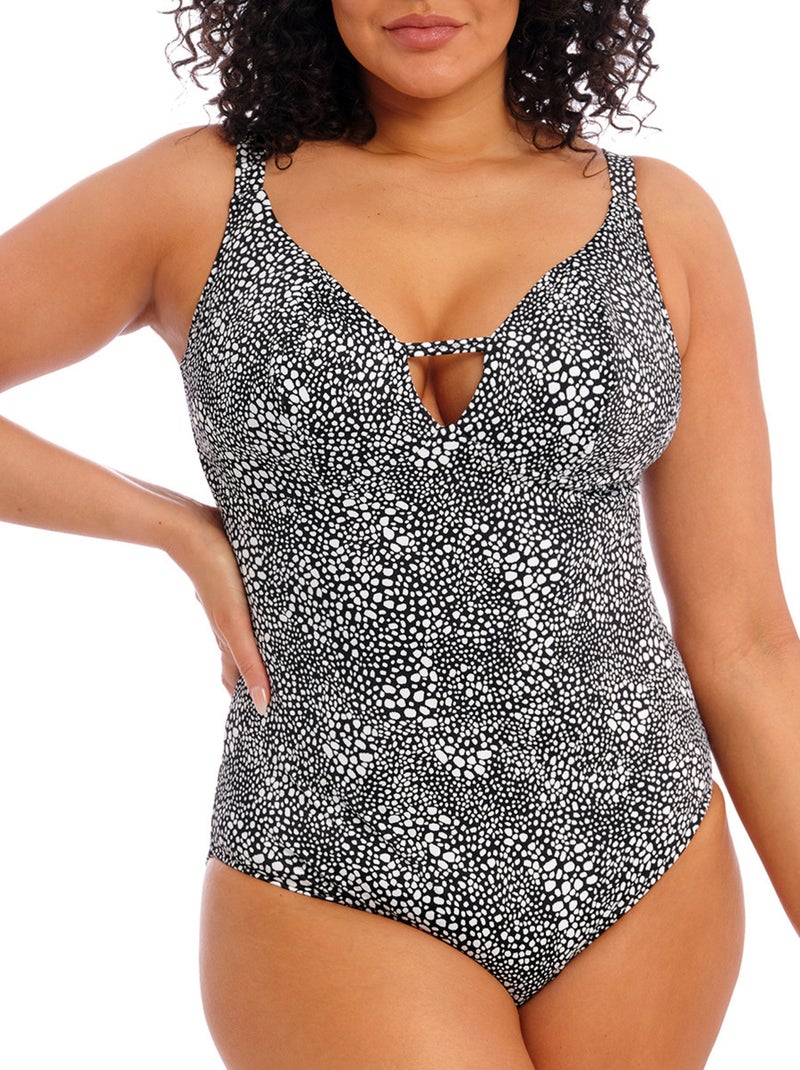 Elomi Swim - Maillot 1 pièce grande taille sans armatures Pebble cove Noir - Kiabi