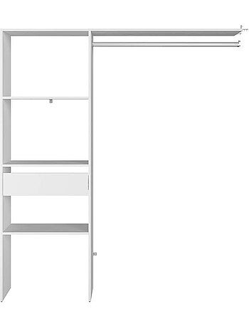 Elysée - Dressing blanc avec 3 étagères, 1 tiroir et une penderie : 160 x 40 x 180 cm