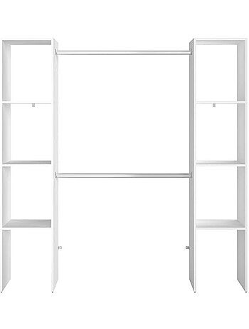 Elysée - Dressing blanc avec 6 étagères et 2 penderies : 180 x 40 x 180 cm