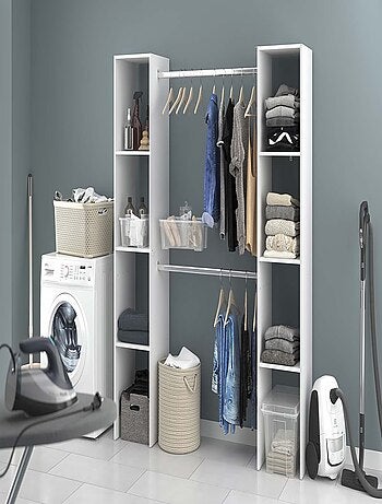 Elysée - Dressing blanc avec 6 étagères et 2 penderies : 180 x 40 x 180 cm