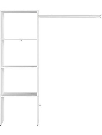 ELYSEE Dressing blanc 3 étagères, penderie 160 x 40 x 180 cm