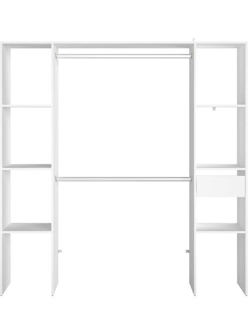 ELYSEE Dressing blanc 6 étagères, 1 tiroir, 2 penderies 180 x 40 x 180 cm - Kiabi ELYSEE Dressing blanc 6 étagères, 1 tiroir, 2 penderies 180 x 40 x 180 cm - Kiabi