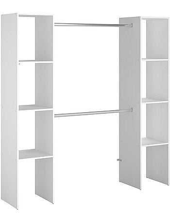 ELYSEE Dressing blanc 6 étagères, 2 penderies 180 x 40 x 180 cm