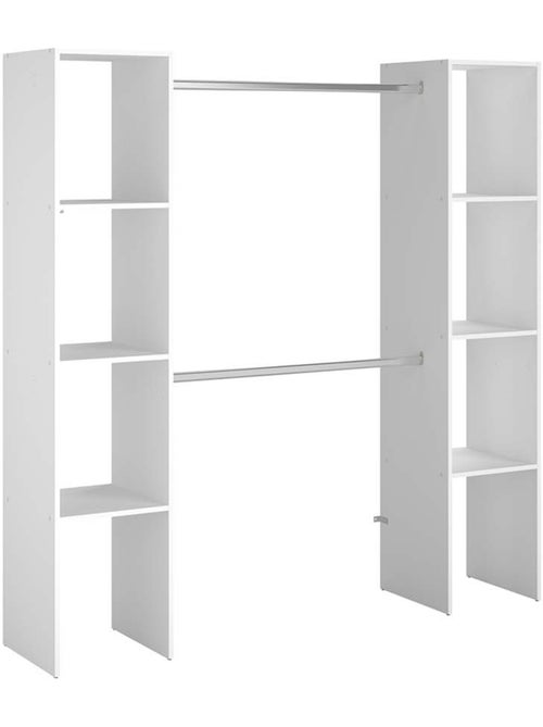 ELYSEE Dressing blanc 6 étagères, 2 penderies 180 x 40 x 180 cm - Kiabi