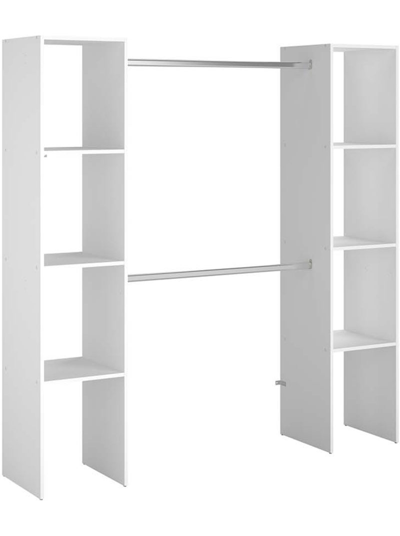 ELYSEE Dressing blanc 6 étagères, 2 penderies 180 x 40 x 180 cm Blanc - Kiabi