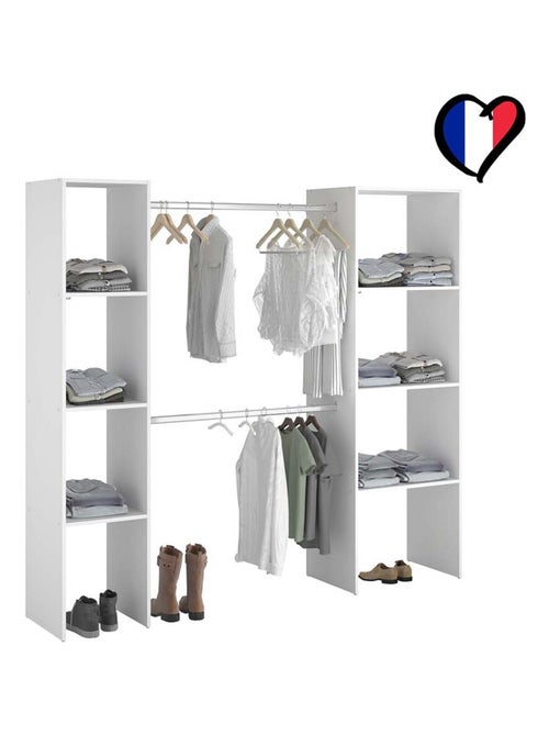 ELYSEE Dressing blanc 6 étagères, 2 penderies 198 x 40 x 180 cm - Kiabi ELYSEE Dressing blanc 6 étagères, 2 penderies 198 x 40 x 180 cm - Kiabi