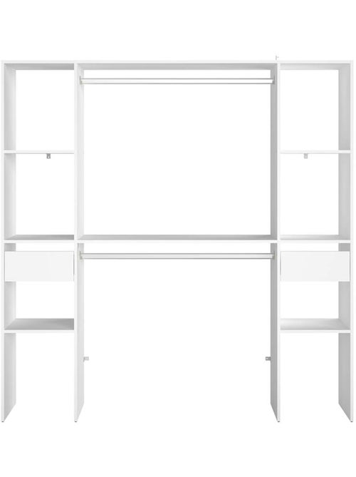 ELYSEE Dressing blanc 6 étagères, 2 tiroirs, 2 penderies 180 x 40 x 180 cm - Kiabi ELYSEE Dressing blanc 6 étagères, 2 tiroirs, 2 penderies 180 x 40 x 180 cm - Kiabi
