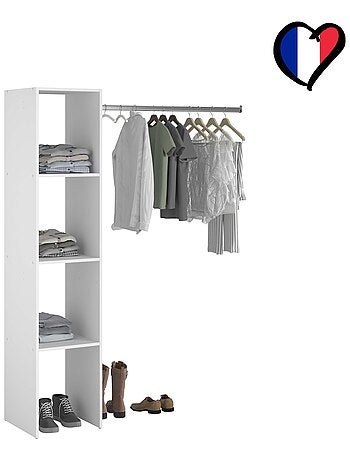 ELYSEE Dressing blanc étagères, penderie 138 x 40 x 180 cm